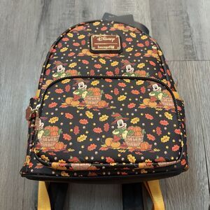 New Loungefly Disney Mickey Mouse and Friends Fall Leaves Mini Backpack Minnie